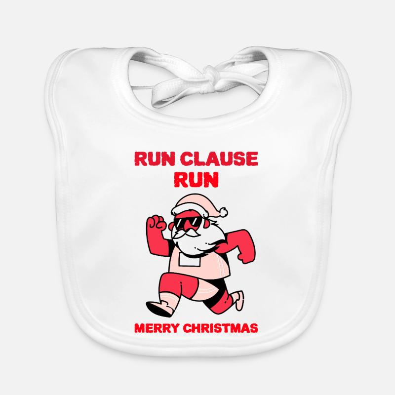 Run, Clause, Run – Christmas Design Organic Baby Bibs