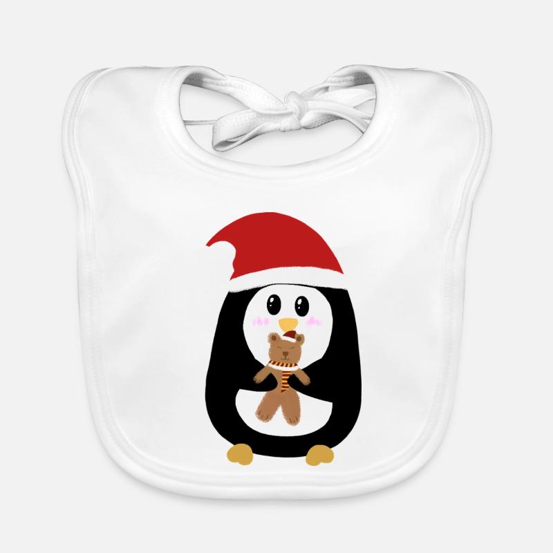 Der kleine Weihnachtspinguin - Baby Bio-Lätzchen - Weiß