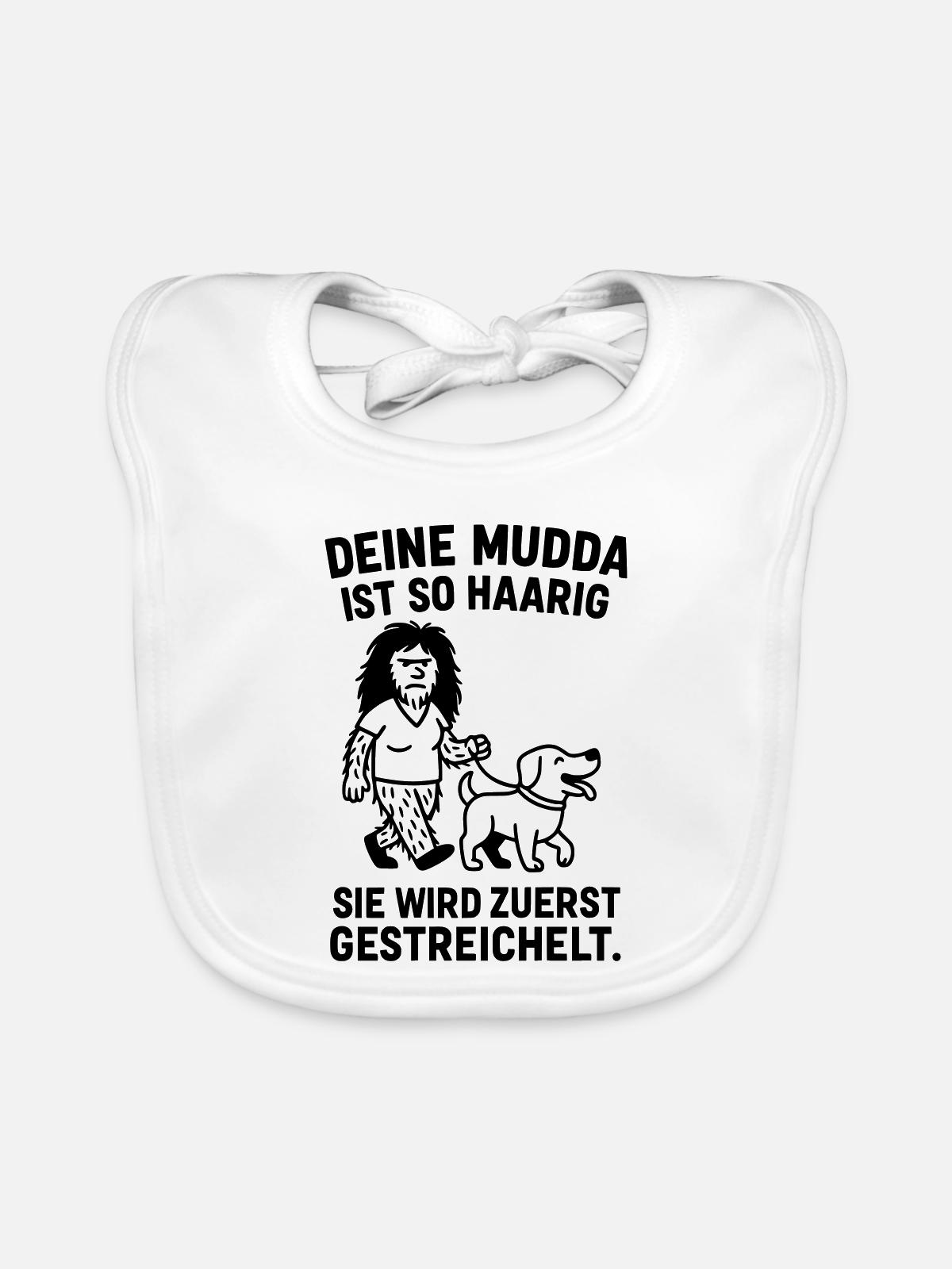 deine mutter haarig witz - Baby Bio-Lätzchen - Weiß - Vorne