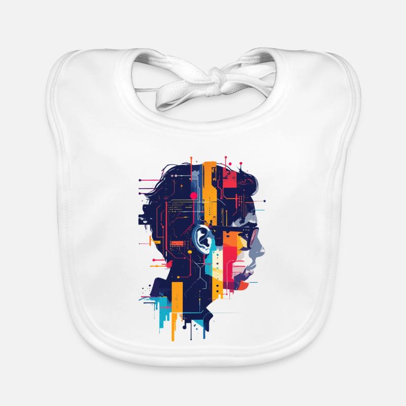 Digital AI Motif PCB Hacker Circuit Art Organic Baby Bibs