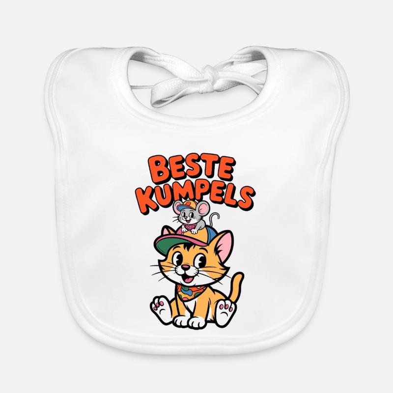 Cute cat and mouse as best friends Organic Baby Bibs