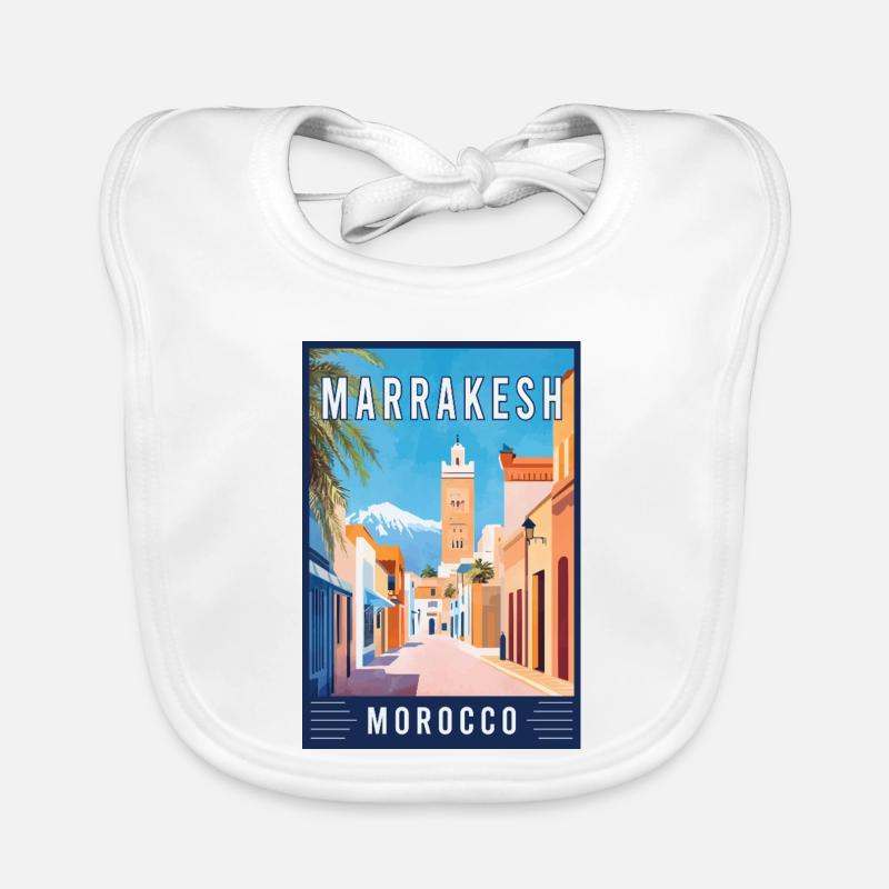 Découvrez les souks vibrants de Marrakech au Maroc Bavoir bio Bébé