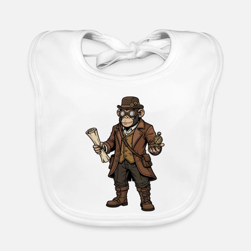 Monkey Explorer Steampunk Retro Adventure Organic Baby Bibs