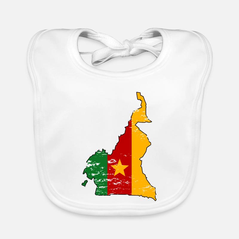 Carte du drapeau du Cameroun utilisée Bavoir bio Bébé