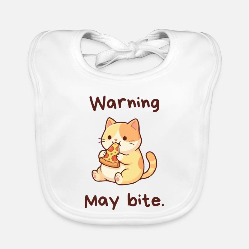 Warning May Bite - Kawaii Pizza Cat Baby Bio-Lätzchen