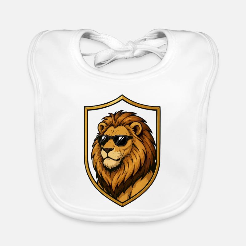 Lion with sunglasses in shield Organic Baby Bibs