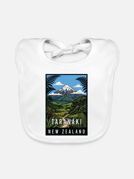 Erleben Sie den Taranaki Mountain in Neuseeland - Baby Bio-Lätzchen - Weiß - Vorne