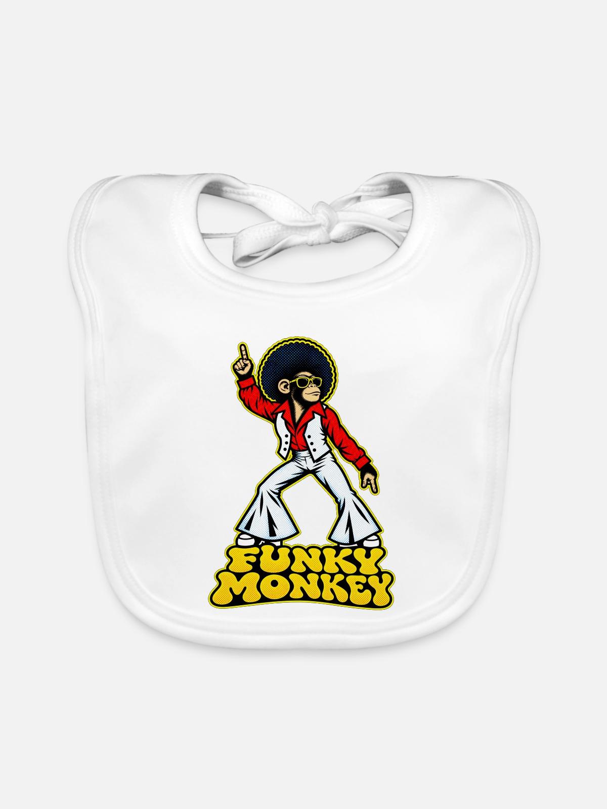 Funky Monkey - Baby Bio-Lätzchen - Weiß - Vorne