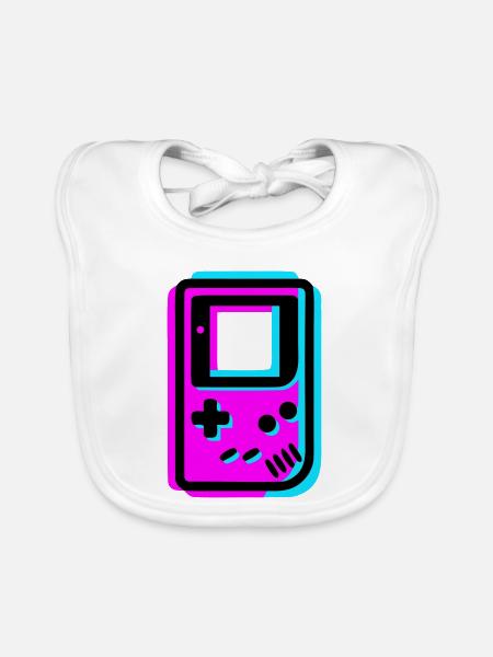 Retro Handheld Konsole Glitch - Baby Bio-Lätzchen - Weiß - Vorne