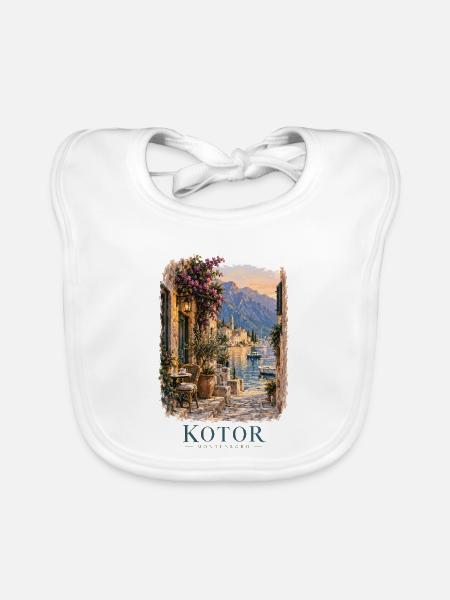 Kotor, Montenegro Vintagen-Escape - Baby Bio-Lätzchen - Weiß - Vorne