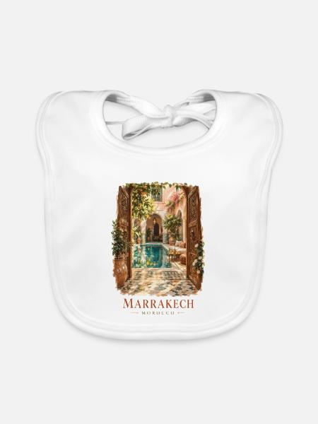 Marrakesch Marokko Vintage-Charme - Baby Bio-Lätzchen - Weiß - Vorne