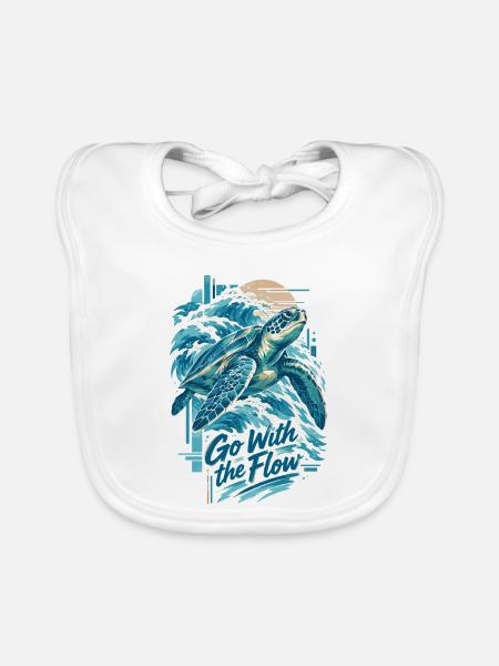 Honu Meeresschildkröte – Go With The Flow - Baby Bio-Lätzchen - Weiß - Vorne