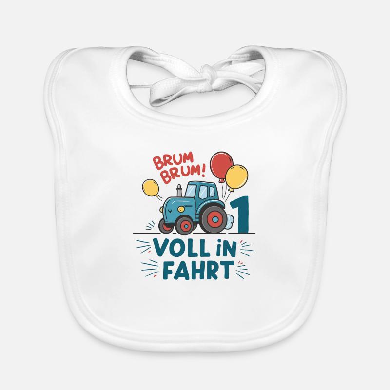 Cool tracteur 1er anniversaire : Cadeau le plus vendu ! - Bavoir bio Bébé - blanc