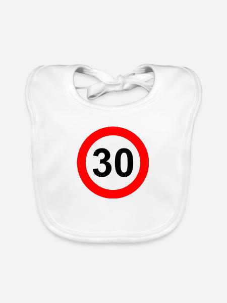 Panneau routier limite de vitesse 30 - Bavoir bio Bébé - blanc - Devant