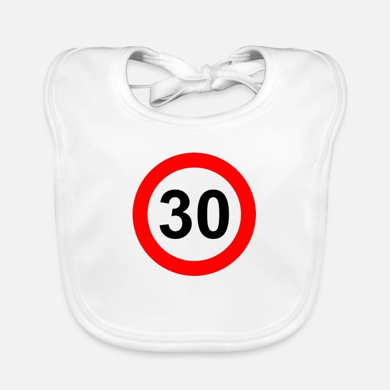 Road sign speed limit 30 Organic Baby Bibs
