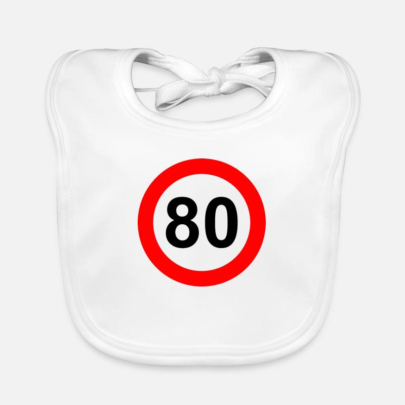 Panneau routier limite de vitesse 80 - Bavoir bio Bébé - blanc
