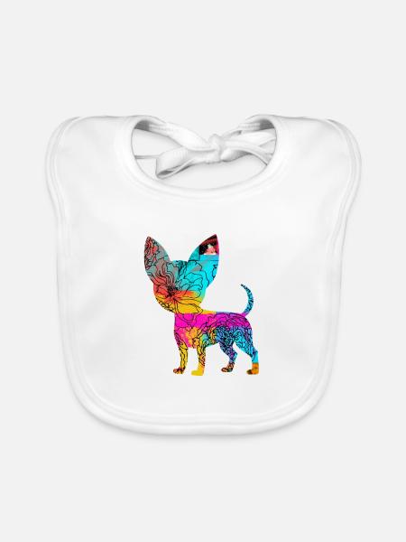 Chihuahua Flowers - Baby Bio-Lätzchen - Weiß - Vorne