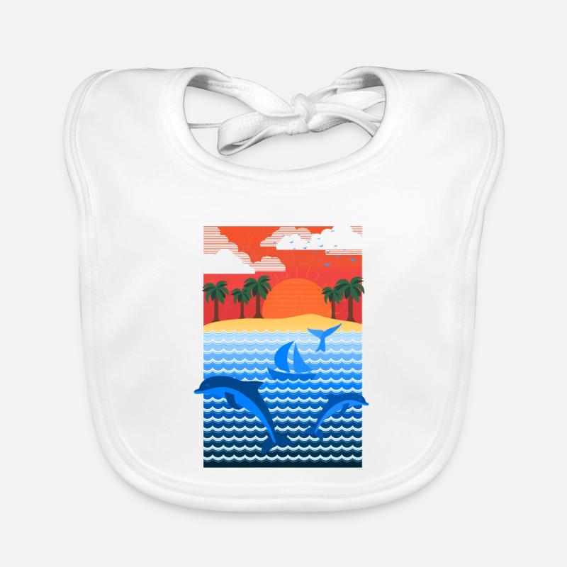 Landschaft (Paradies) - Baby Bio-Lätzchen - Weiß
