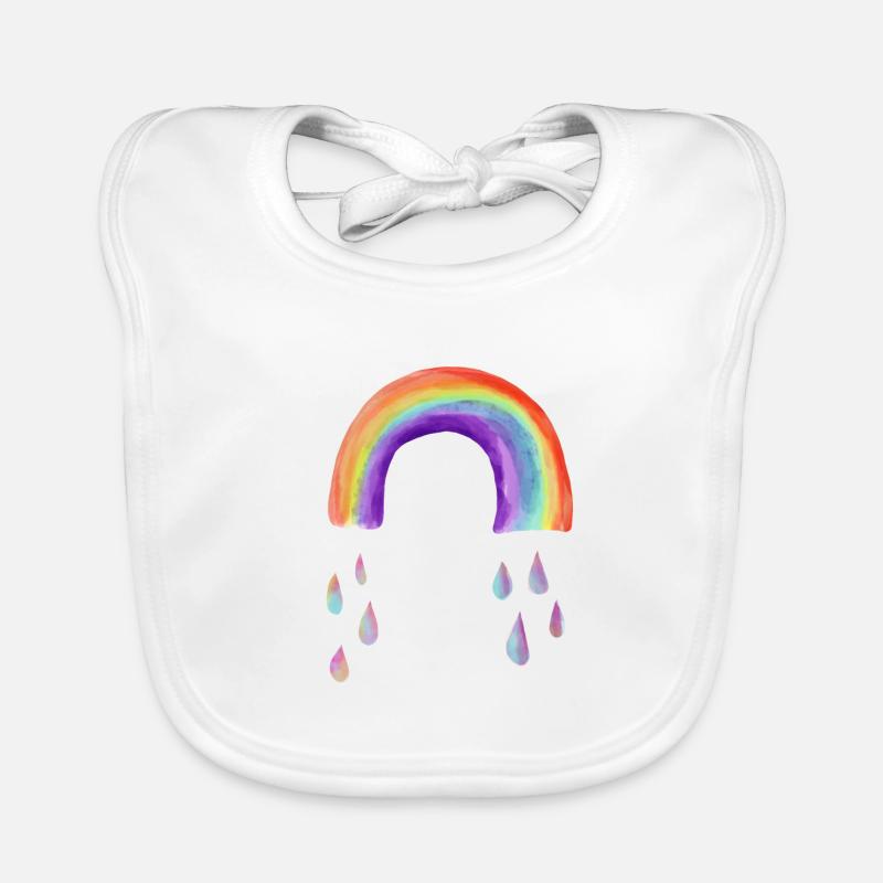 Regenbogen - Baby Bio-Lätzchen - Weiß