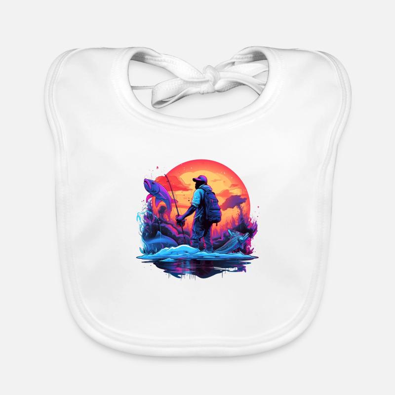 Angler Sunset Neon Stil Baby Bio-Lätzchen