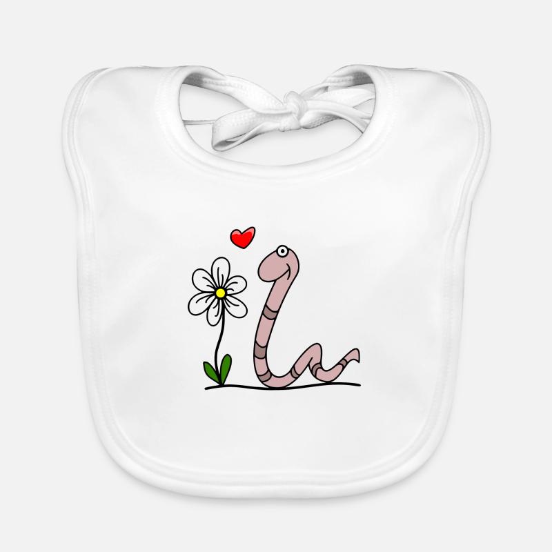 Ver avec fleur - Bavoir bio Bébé - blanc
