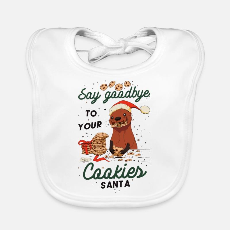 Otter Christmas Gift Otter Biscuits Xmas Organic Baby Bibs