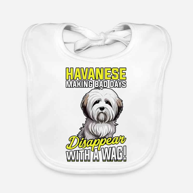 Havanese making bad days disappear with a wag Baby Bio-Lätzchen