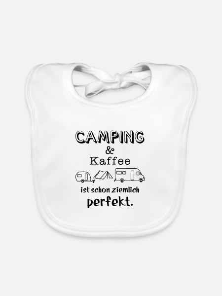 camping und kaffee - Baby Bio-Lätzchen - Weiß - Vorne