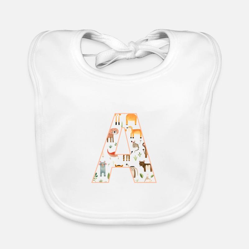Buchstabe A, Monogramm, Tiermuster Baby Bio-Lätzchen