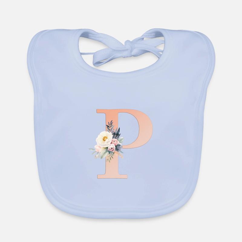 P Monogramm , Floral, Boho Baby Bio-Lätzchen