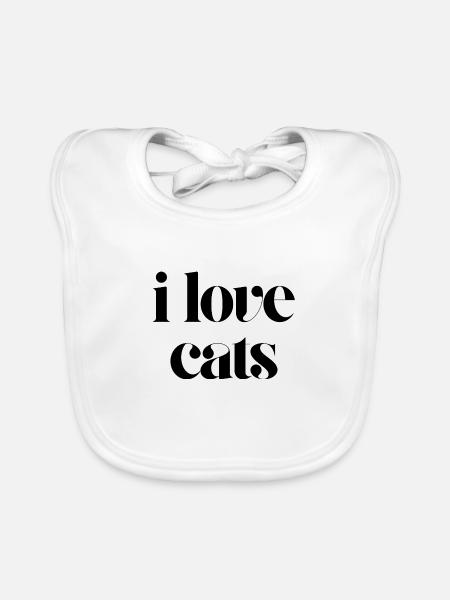 Ich liebe Katzen - Baby Bio-Lätzchen - Weiß - Vorne
