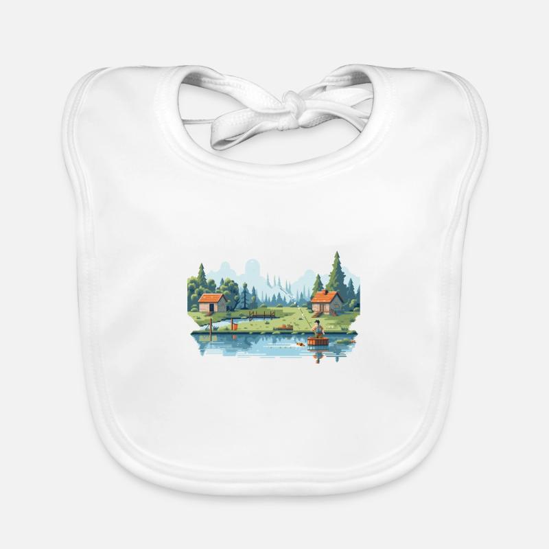 Angler Nature 8Bit Style - Bavoir bio Bébé - blanc