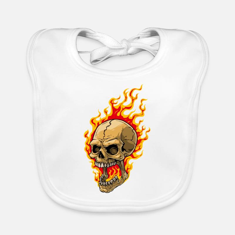 Human skull with flames Organic Baby Bibs