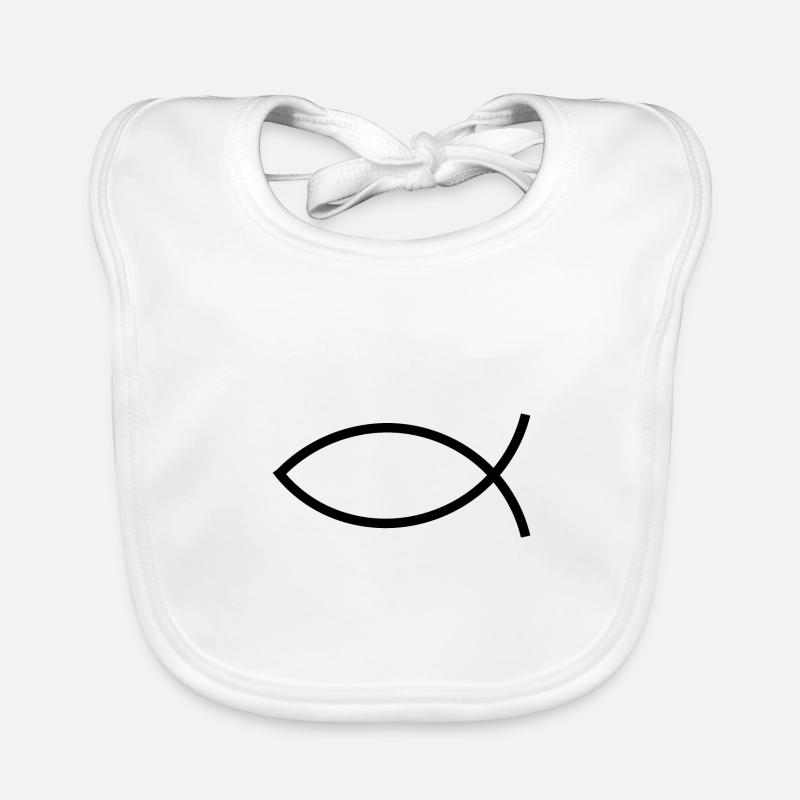 Jesus fish black Ichthys fish fish Organic Baby Bibs