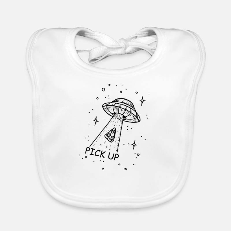 Ufo Pizza Pick Up - Baby Bio-Lätzchen - Weiß