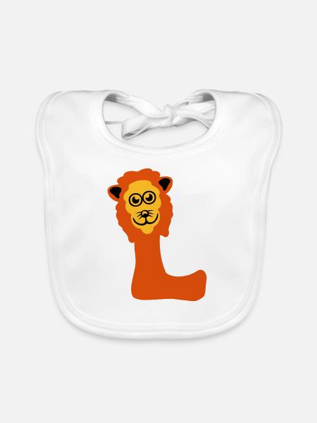 lion letter l animals - Organic Baby Bibs - white - Front