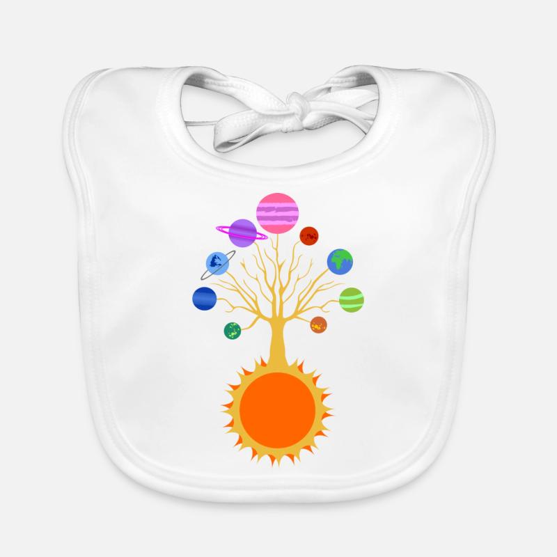 Arbre système solaire - Bavoir bio Bébé - blanc