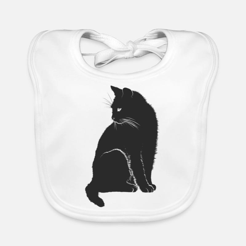 Expressive black cat. Gift Organic Baby Bibs