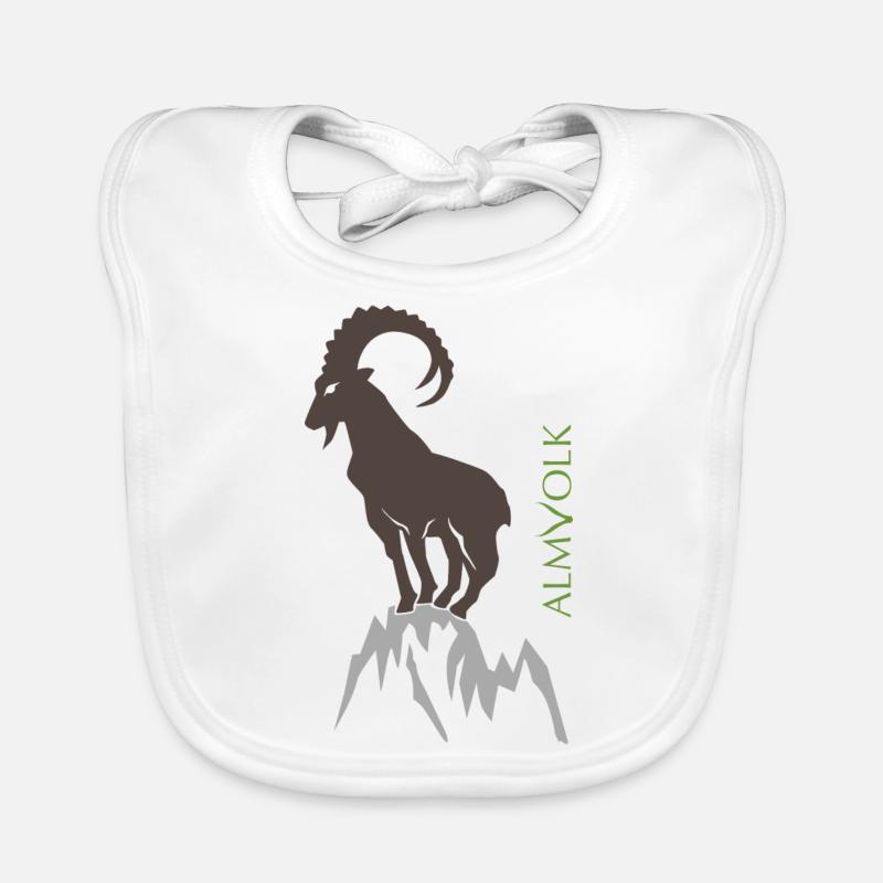 ALMVOLK Steinbock - Baby Bio-Lätzchen - Weiß