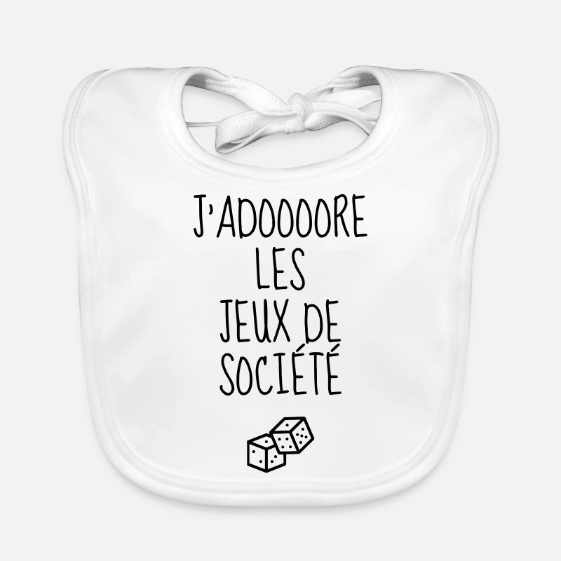 jeu de société / joueur / jouer / geek - Bavoir bio Bébé - blanc