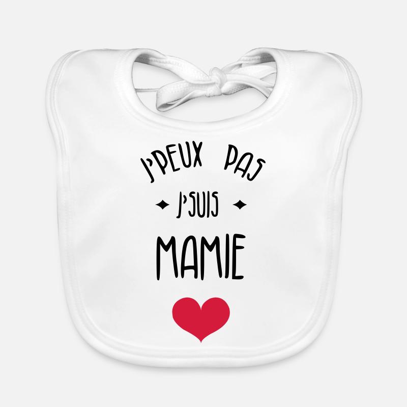 Mamie / Mamy / Grand Mere / Grand-Mère / Bébé - Bavoir bio Bébé - blanc