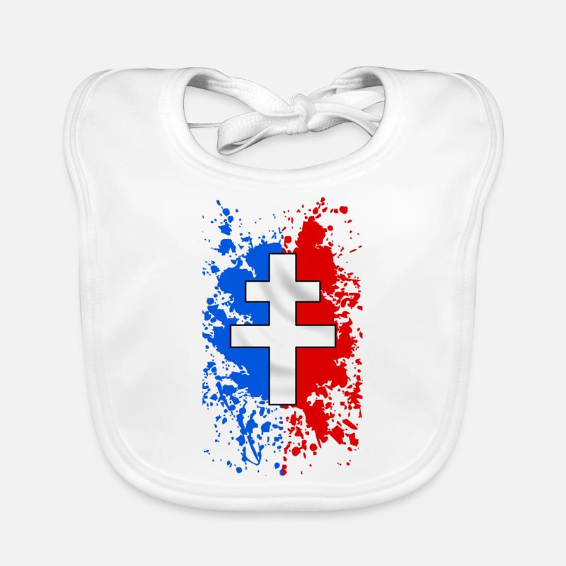 Croix de Lorraine - Bavoir bio Bébé - blanc