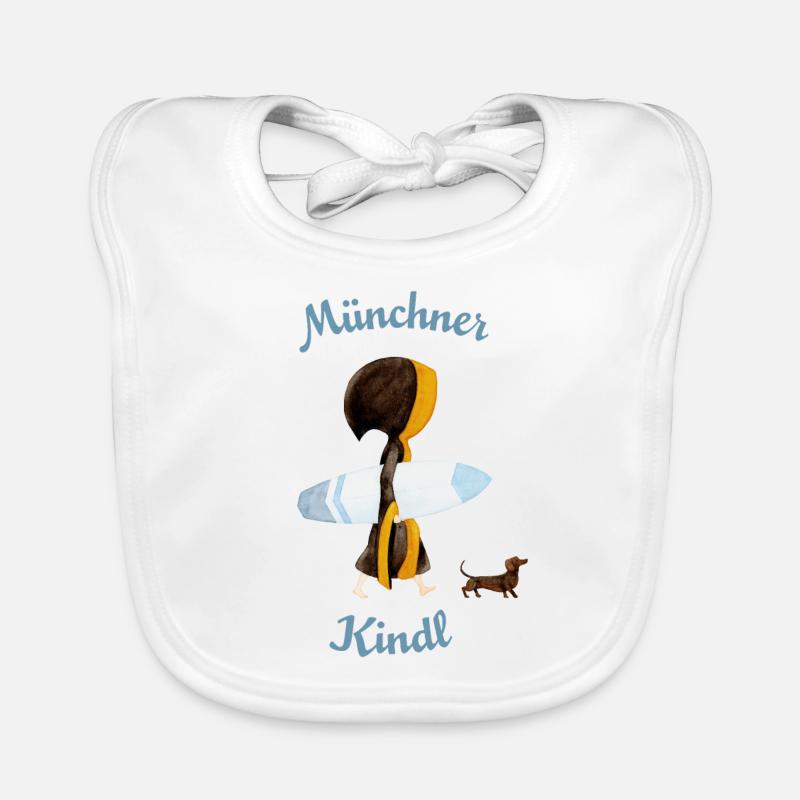 Münchner Kindl mit Surfbrett Baby Bio-Lätzchen