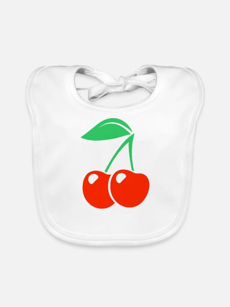 MY CHERRY - Organic Baby Bibs - white - Front