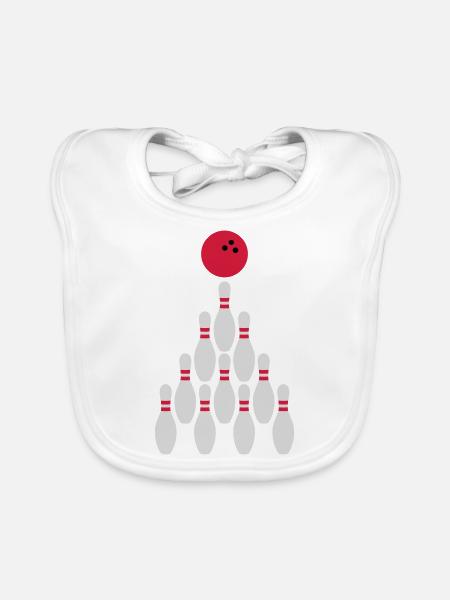 Bowling Kegeln Ball Design - Baby Bio-Lätzchen - Weiß - Vorne
