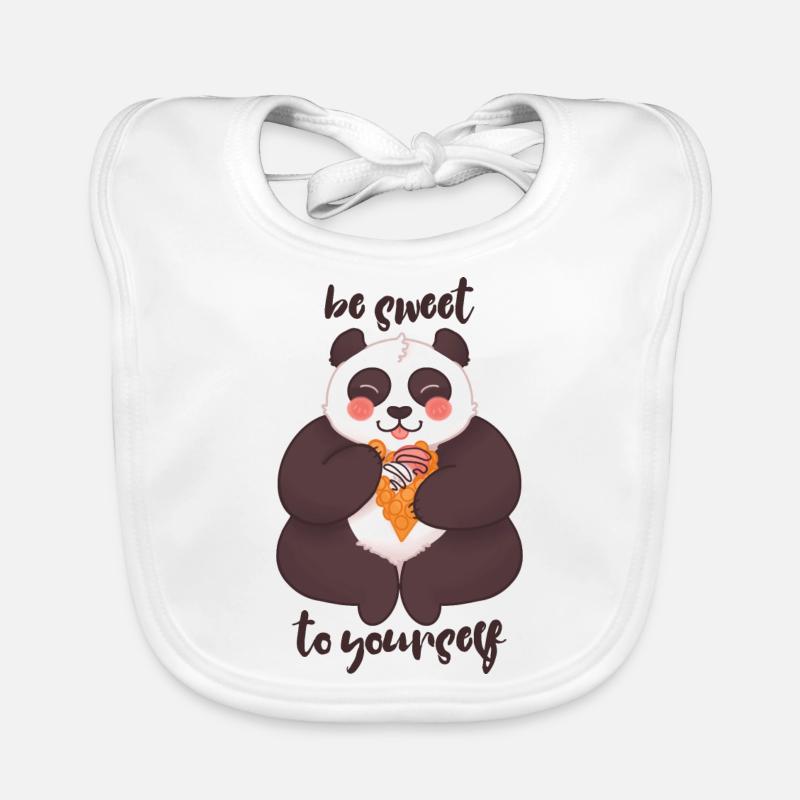 Soyez doux avec vous-même - Panda - Bavoir bio Bébé - blanc