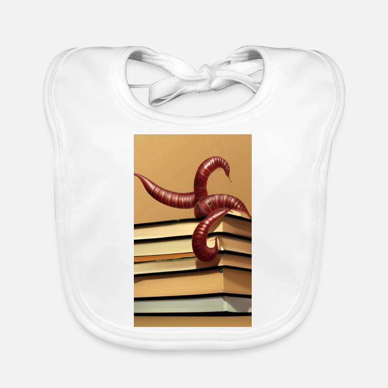 Comic Cartoon Creepy Bookworm Book Stack Bavoir bio Bébé