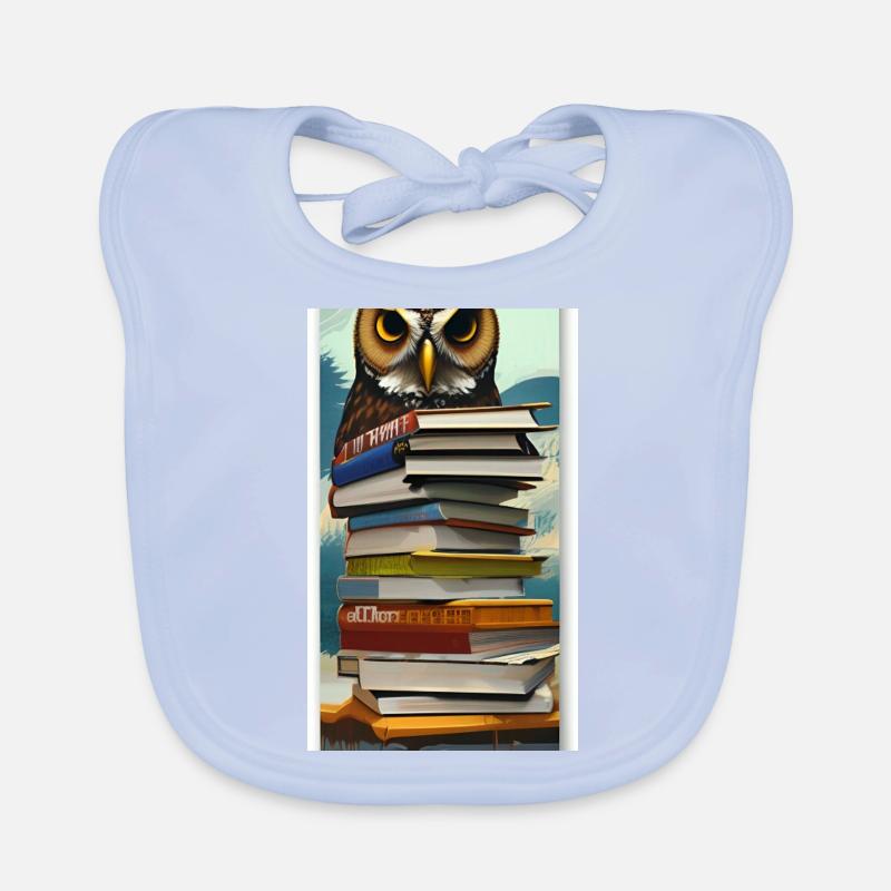 Comic Cartoon Süße Büchereule Eule Bücherstapel Baby Bio-Lätzchen