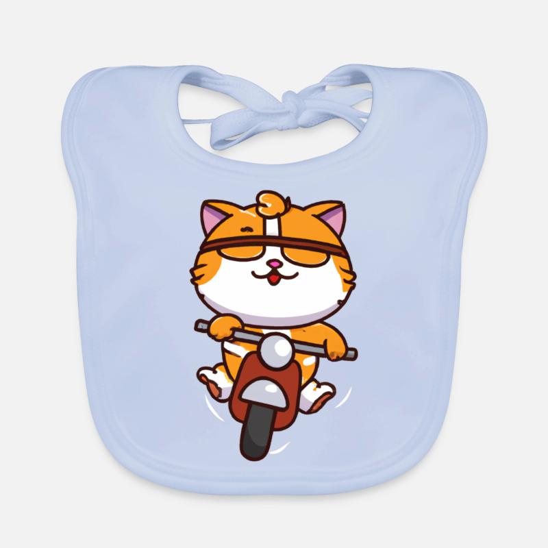 Katze mit Motorrad Baby Bio-Lätzchen