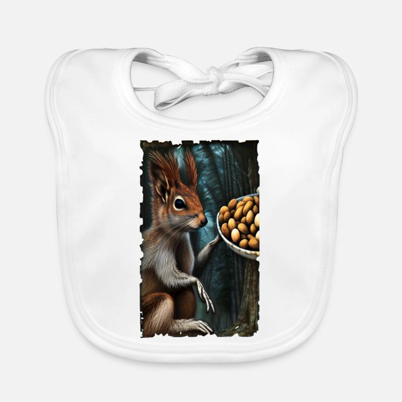 Cool Comic Portrait of a wild red squirrel nuts Organic Baby Bibs